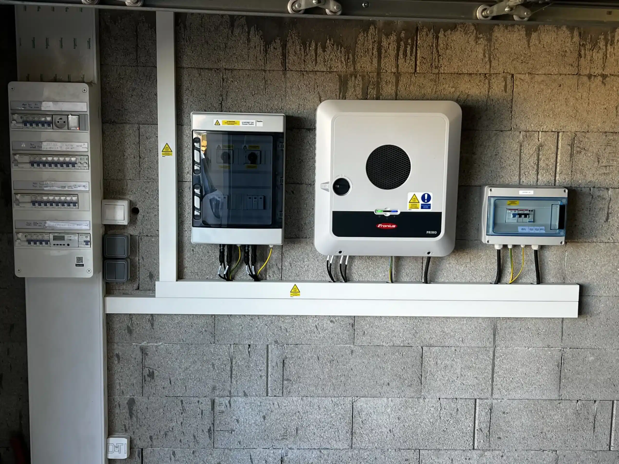 des panneaux solaires Trina Solar et un onduleur central Fronius.